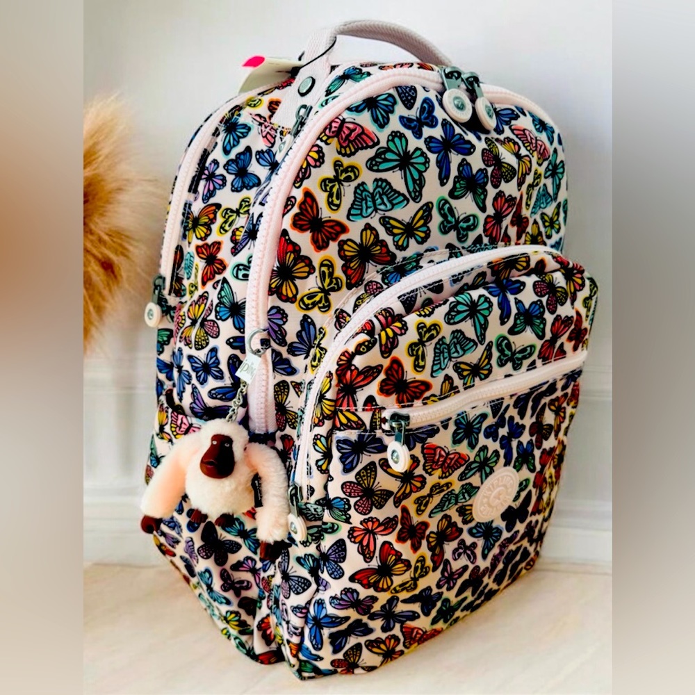 Kipling Seoul Extra Large 17” Print Laptop Backpack Butterfly Day